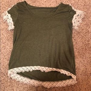 Army Green and White Lacey Shirt